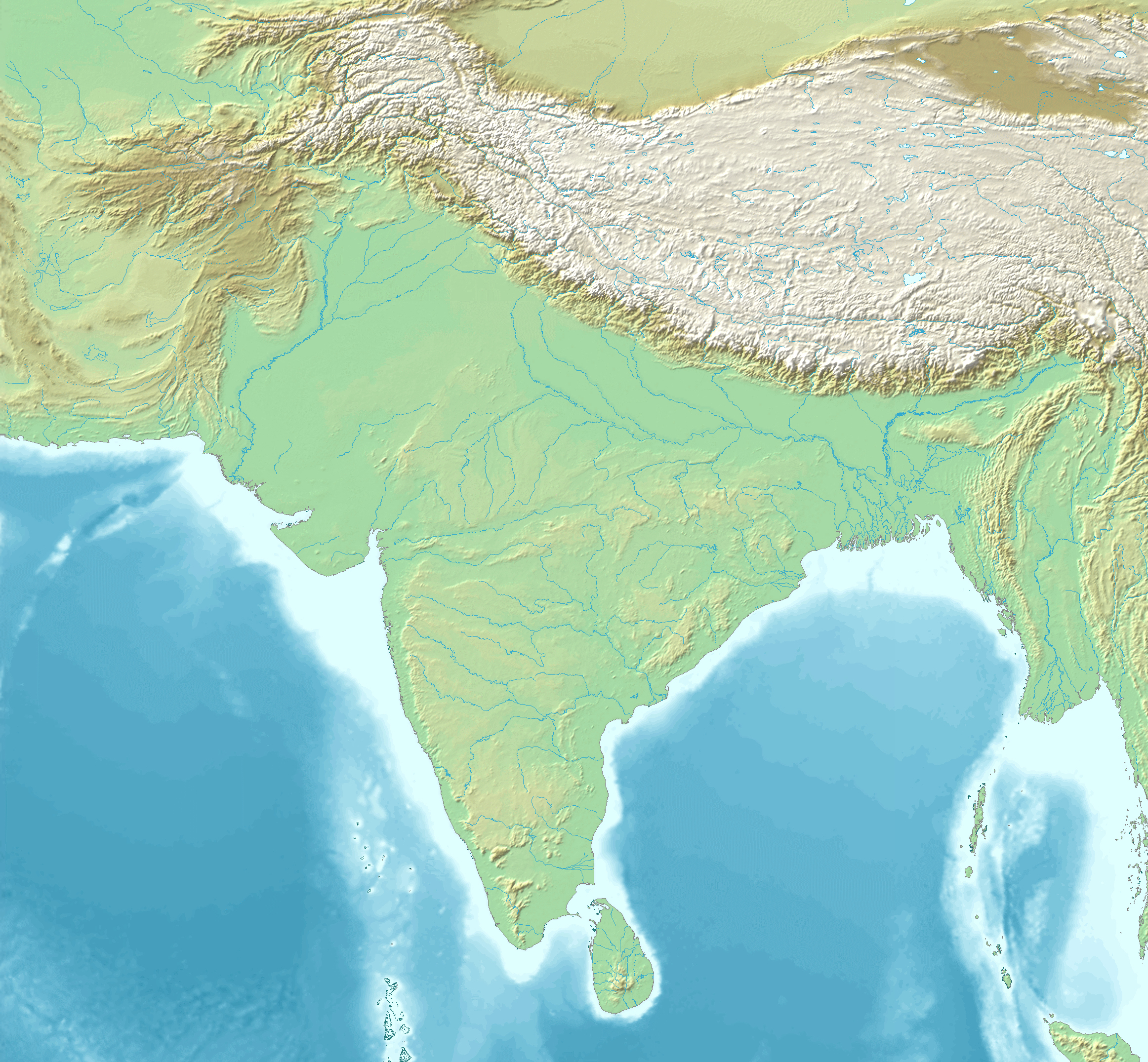 Map of South Asia showing India and the Indian subcontinent